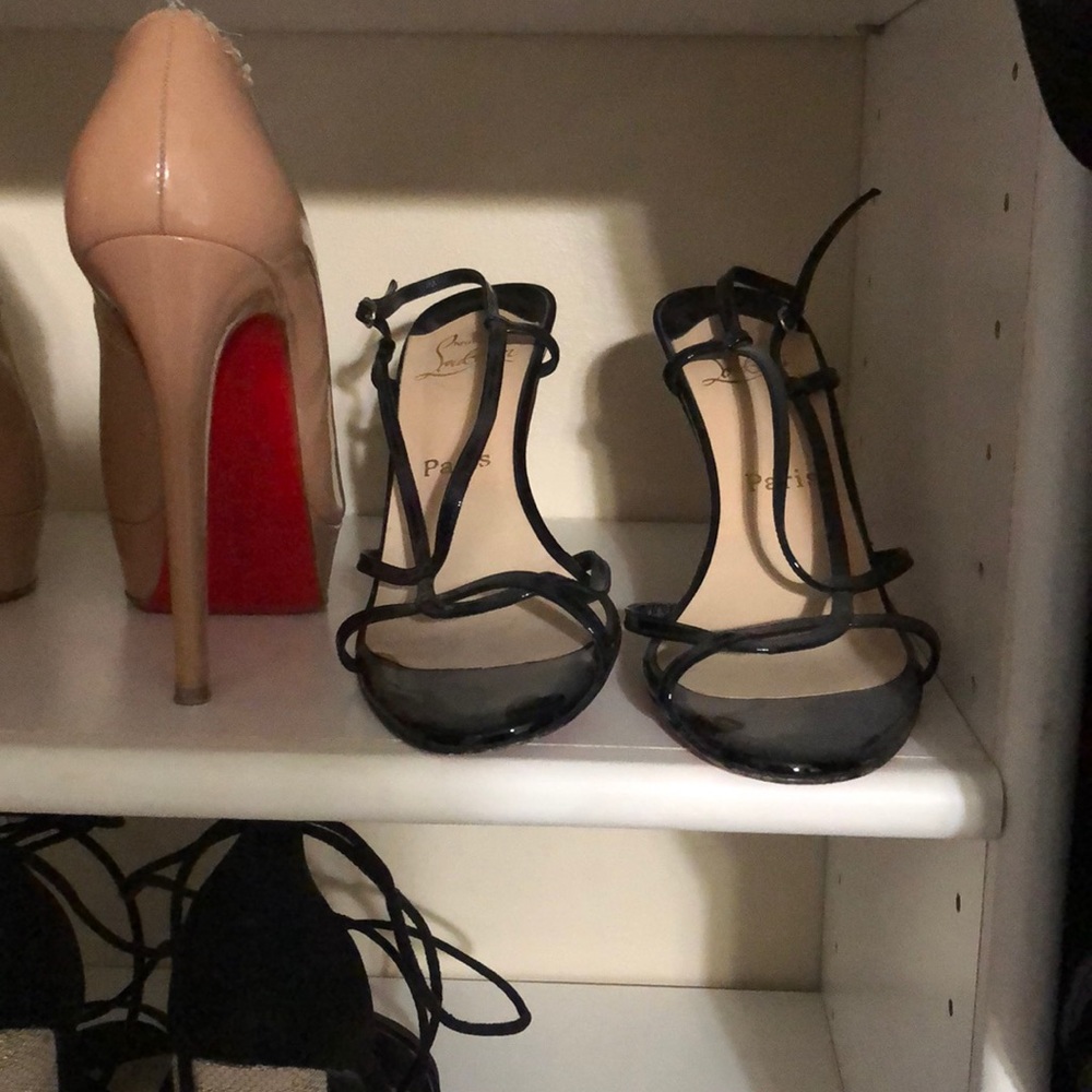 Christian Louboutin black strap heels
